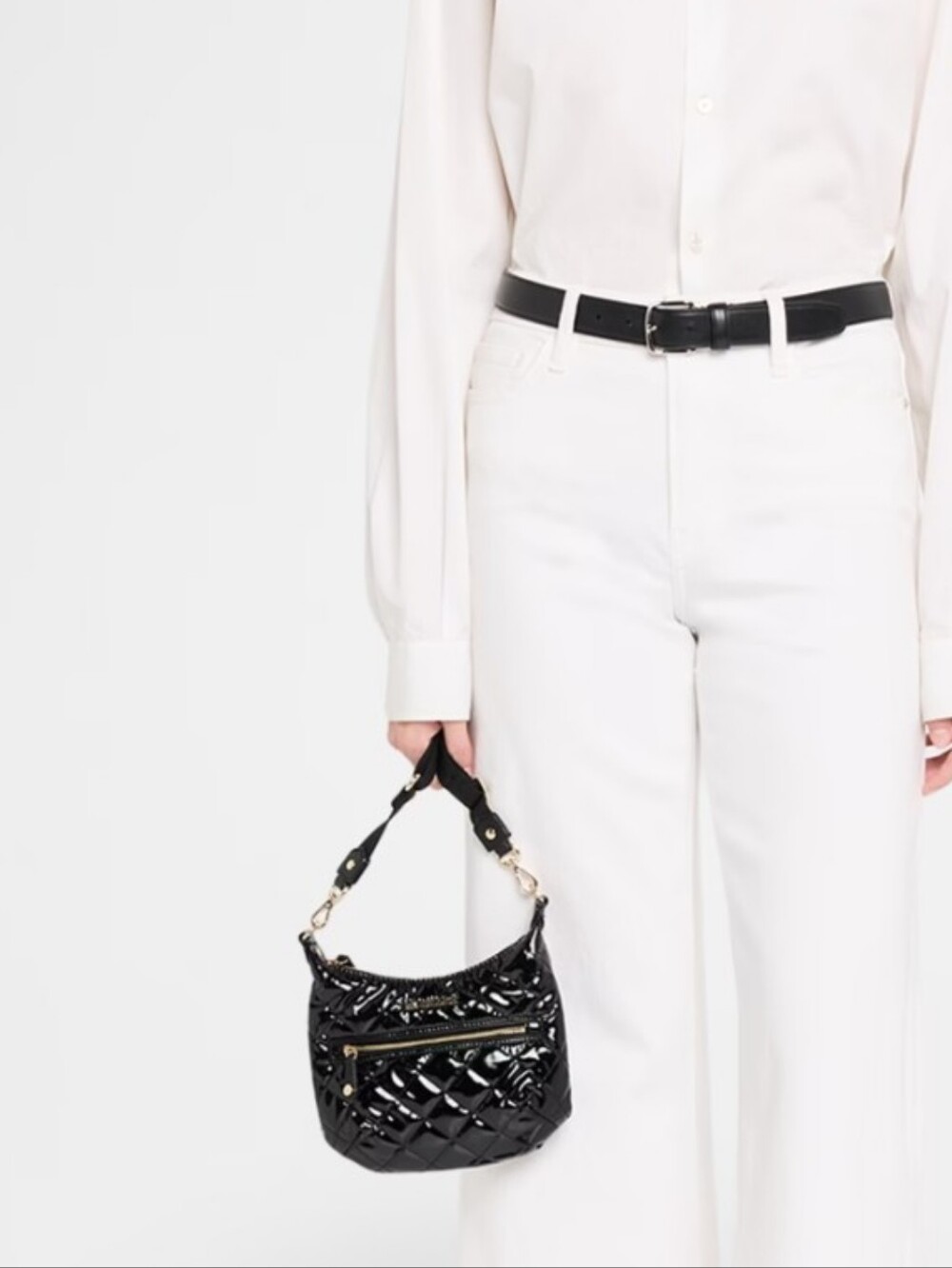 MZ Wallace Mini Crosby Siena Crossbody in Black Lacquer